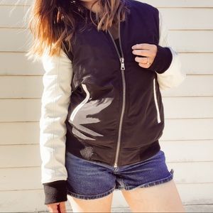 Black and White Bomber jacket with faux pockets